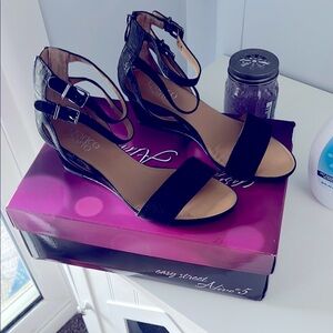 Franco Sarto Black Wedge Sandals